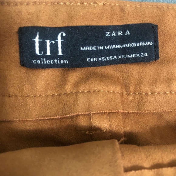ZARA TRF light brown cognac fauxsuede a-line mini skirt - Picture 4 of 4